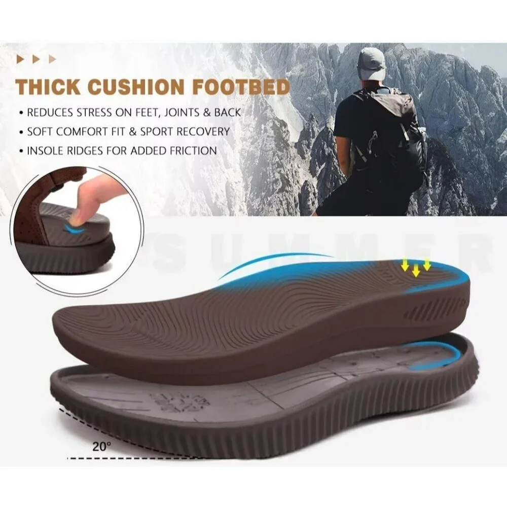 Casual Hiking Sandals Men's Dark Brown Athletic Sports Walking Fisherman Shoes